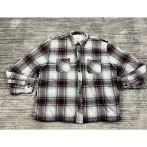 True Craft Jacket Men XXL Multicolor Plaid Plush Lined Button Up Shacket Flannel